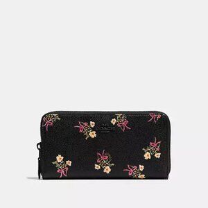 Coach Accordion Zip Wallet With Floral Bow Print